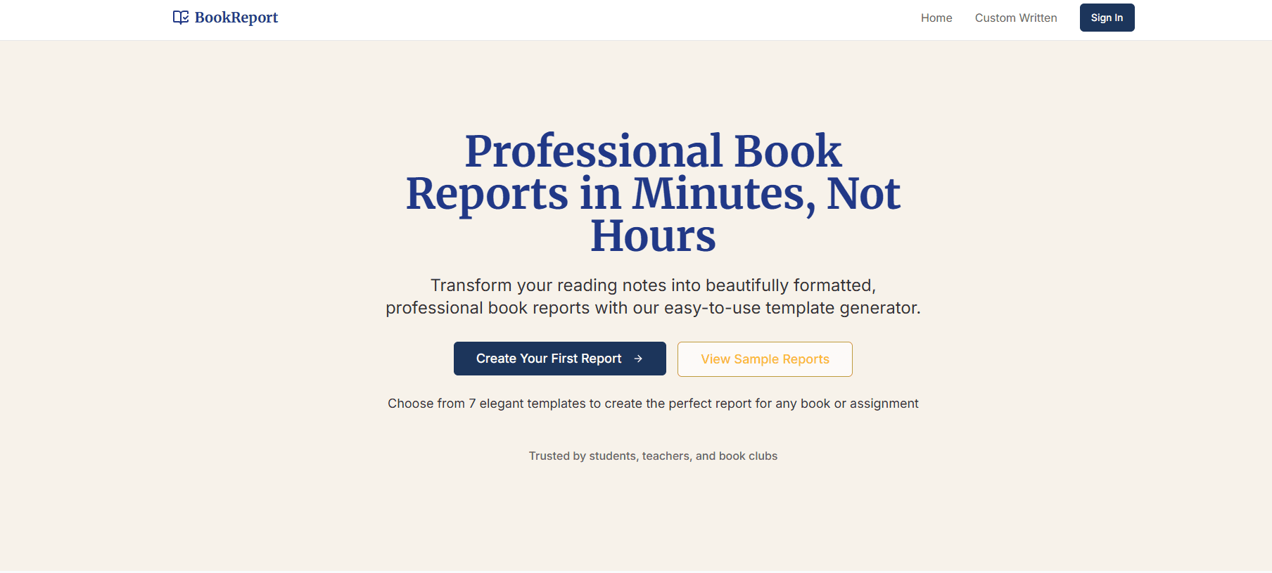 Book Report Template project screenshot