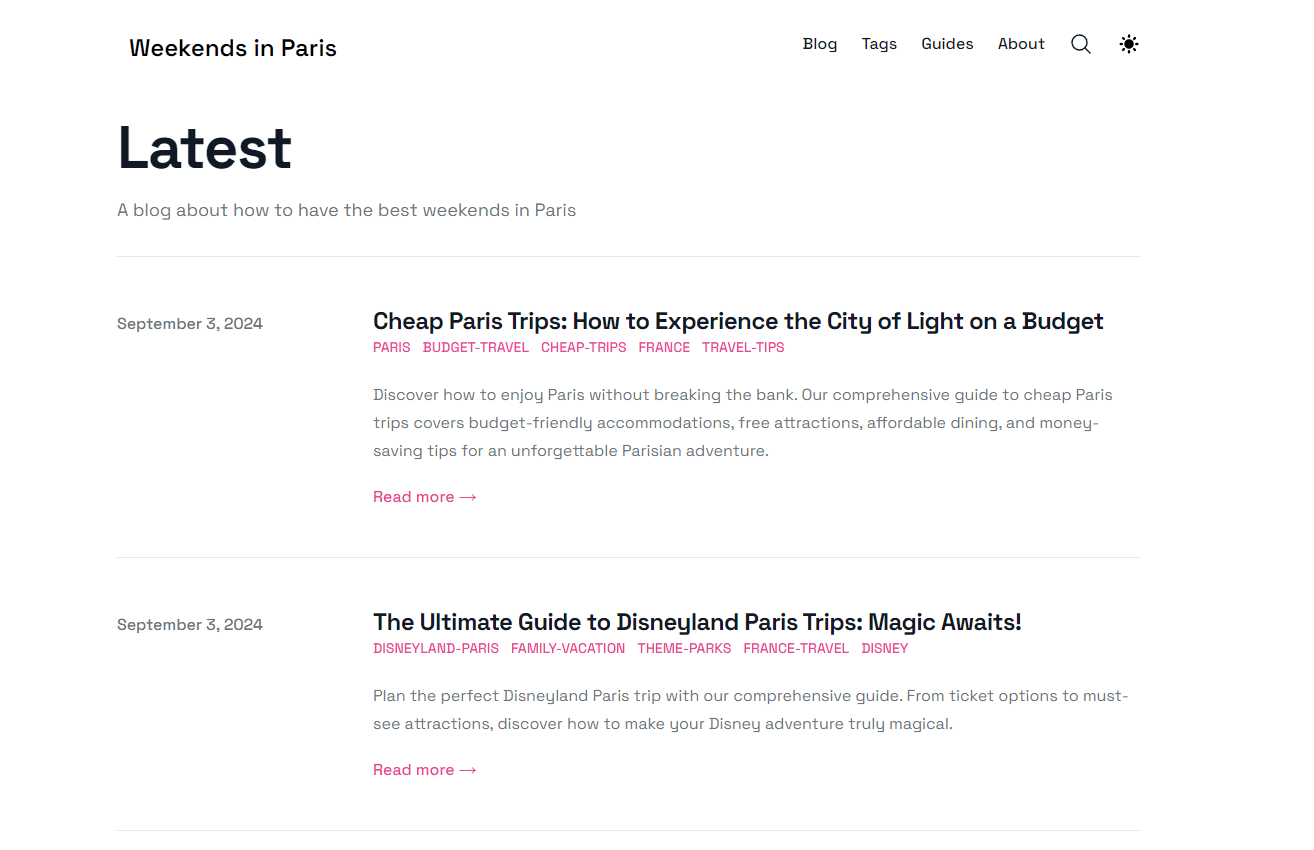 Weekend Paris project screenshot