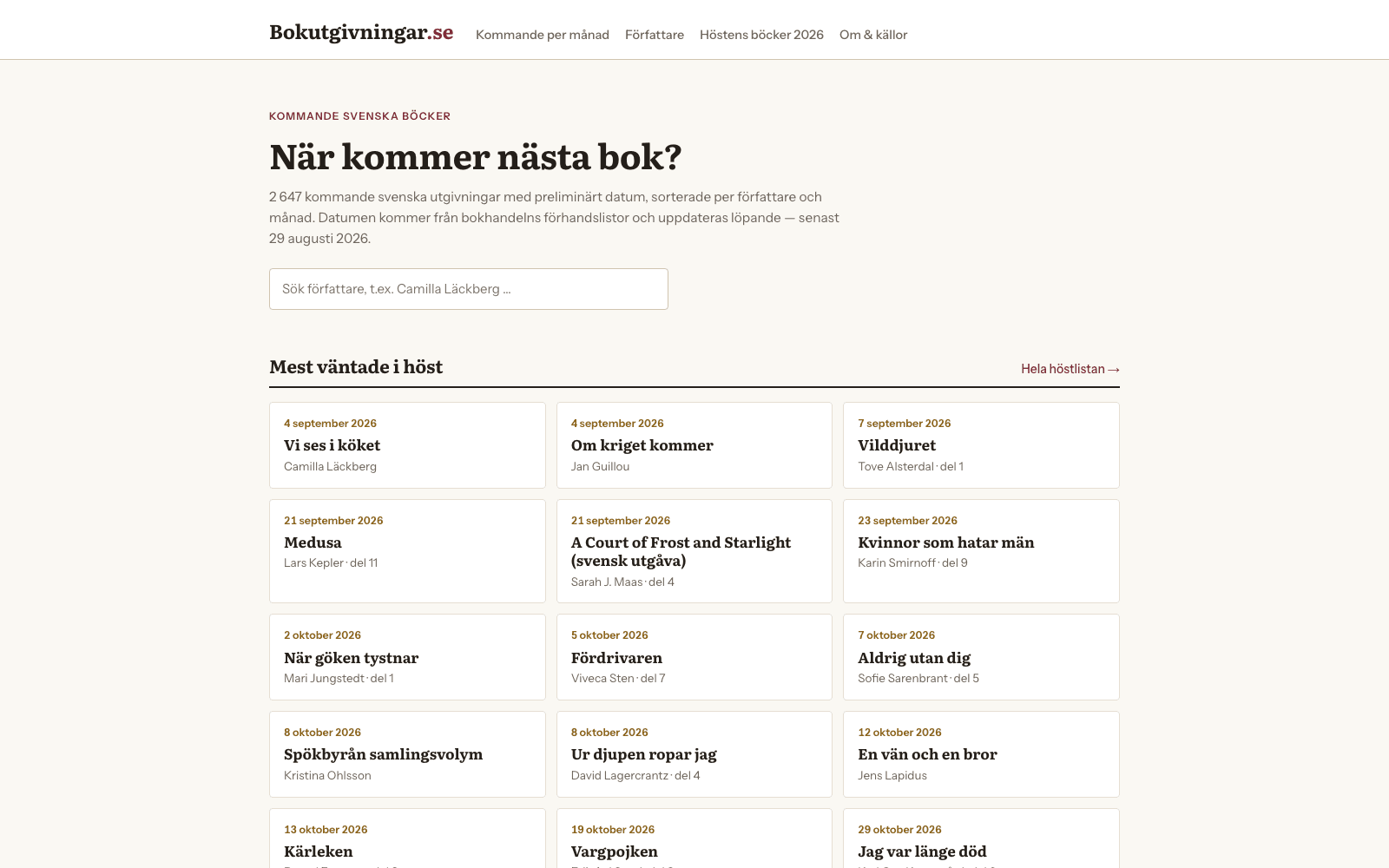 Bokutgivningar project screenshot