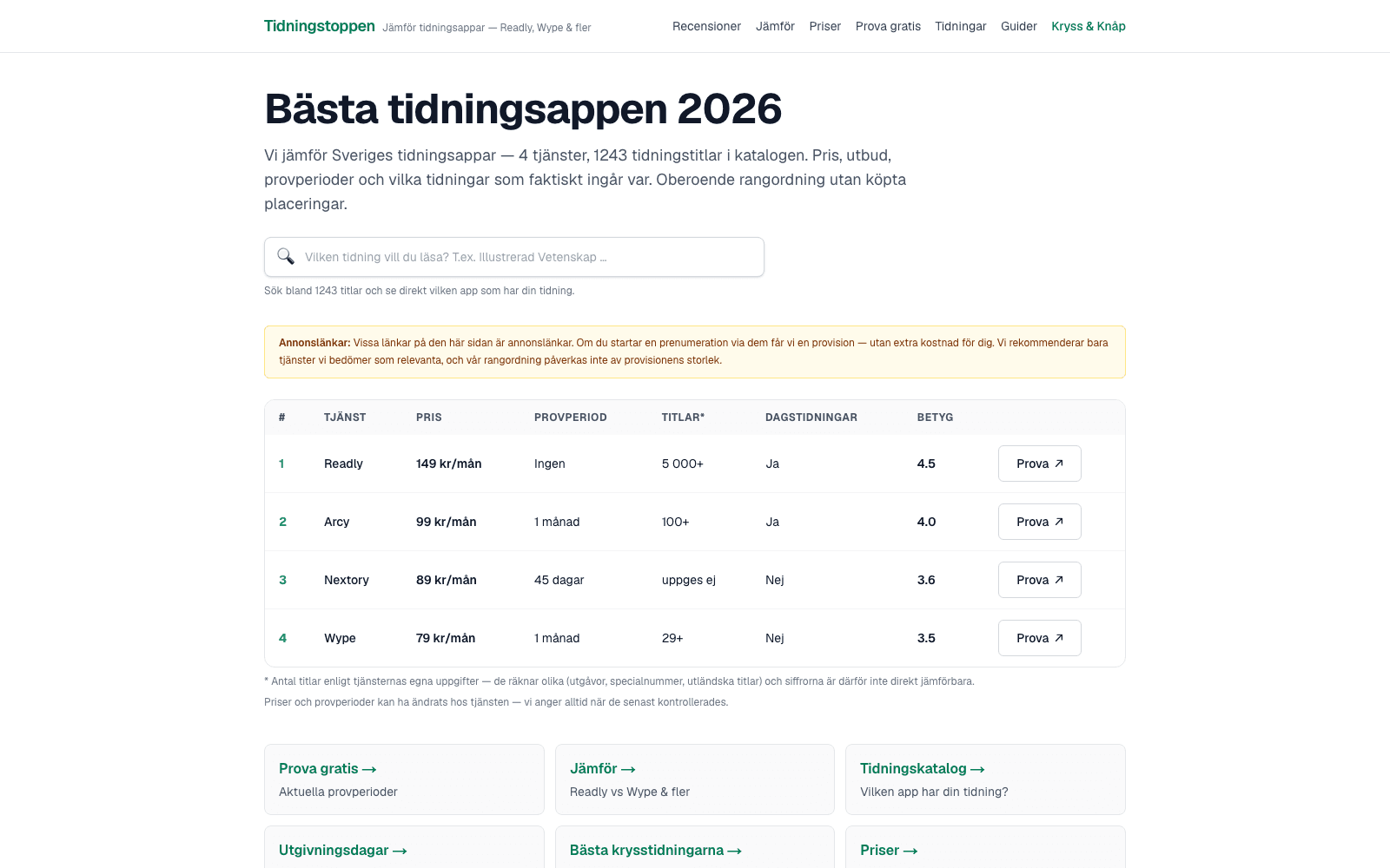 Tidningstoppen project screenshot
